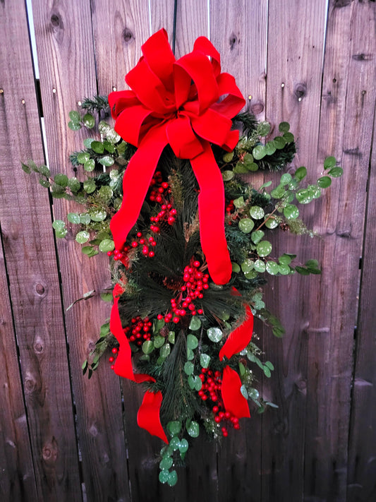 Large Faux Greenery/Eucalyptus/Pine/Pine Cone and Berry Swag