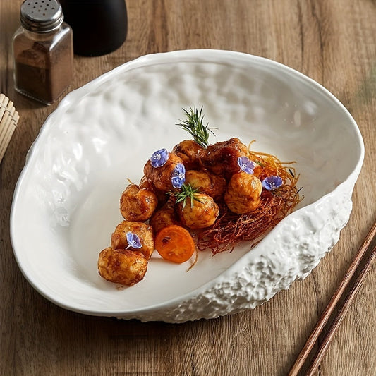 Elegant ShellShaped Ceramic Dish Ideal for Seafood