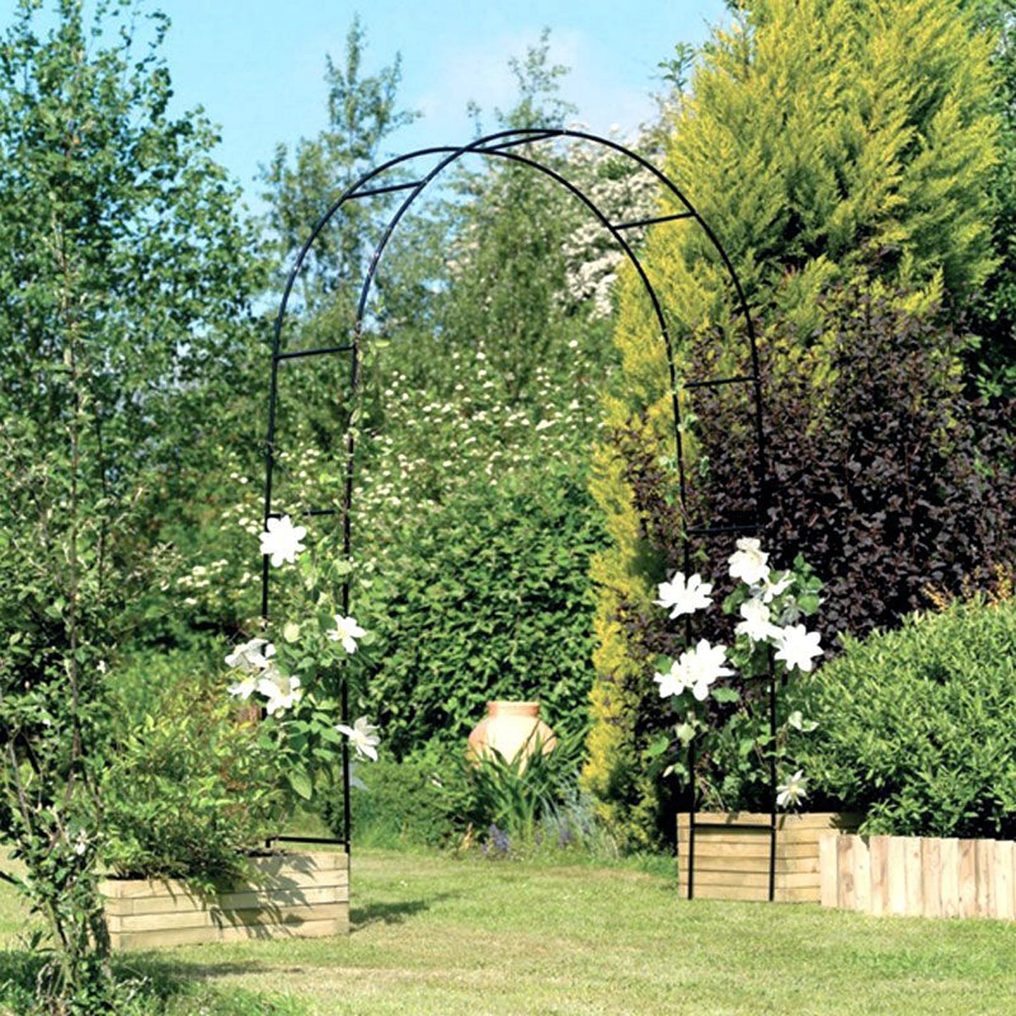 78"H x 45"W Metal Garden Arch Trellis; Adjustable Arbor Trellis for