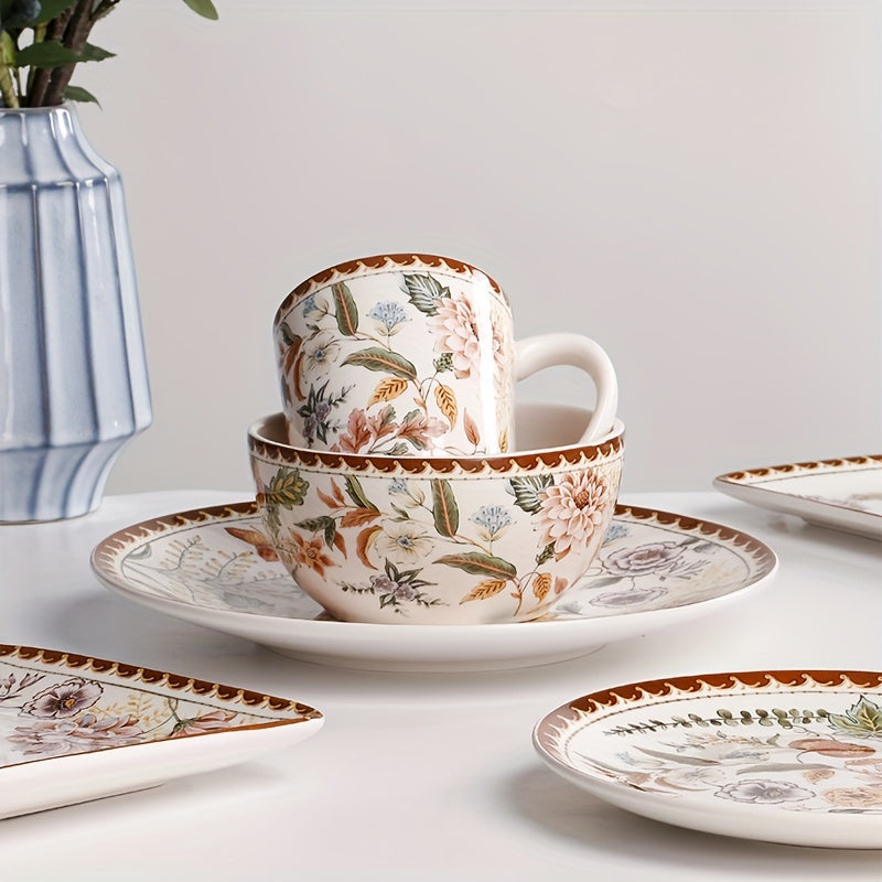 Elegant French Vintage Floral Ceramic Dinner Plate