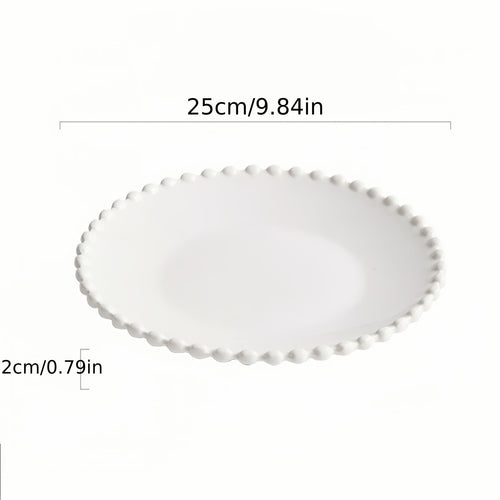 Elegant White Wave Ceramic Plate Luxe Minimalist Design