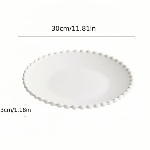 Elegant White Wave Ceramic Plate Luxe Minimalist Design