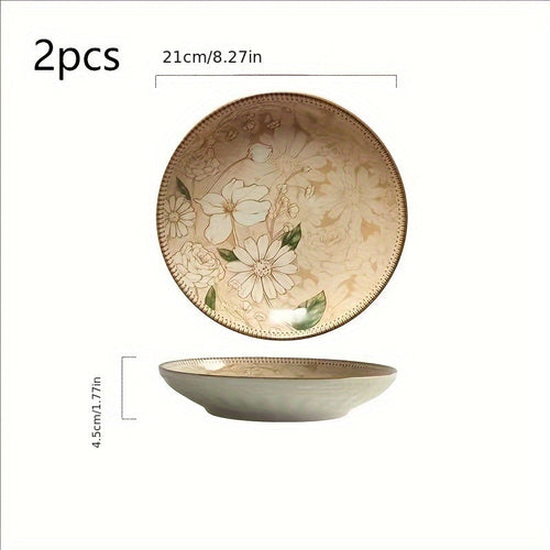2Piece Ceramic Dinnerware Set with Floral Design