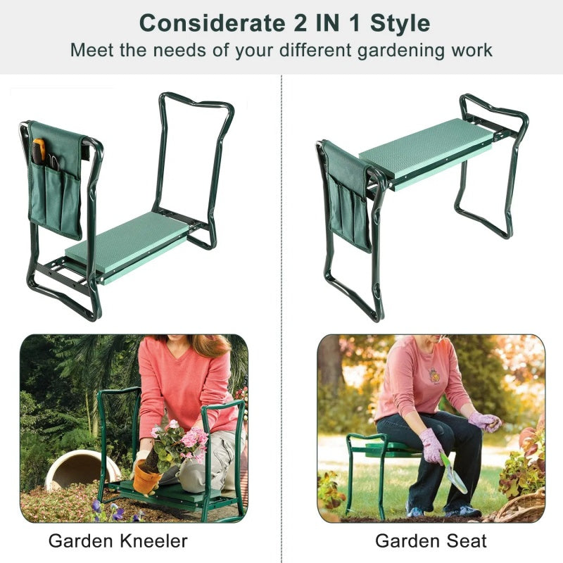 Foldable Garden Kneeler Seat With Kneeling Soft Cushion Pad Tools
