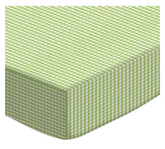 SheetWorld Fitted Youth Bed Sheet - 100% Cotton Jersey - Sage Gingham,