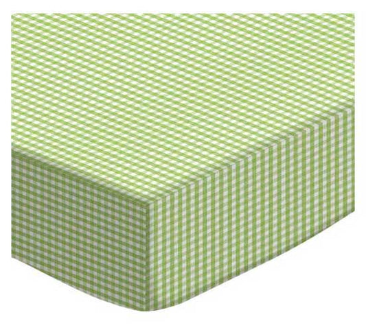 SheetWorld Fitted Youth Bed Sheet - 100% Cotton Jersey - Sage Gingham,