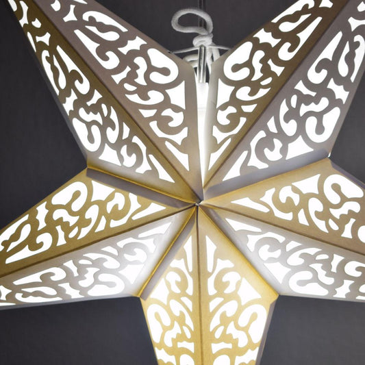 24" Atomic White Paper Star Lantern, Hanging Wedding & Party