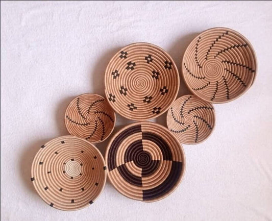 Set of 6 Wall baskets. Rwanda African wall baskets