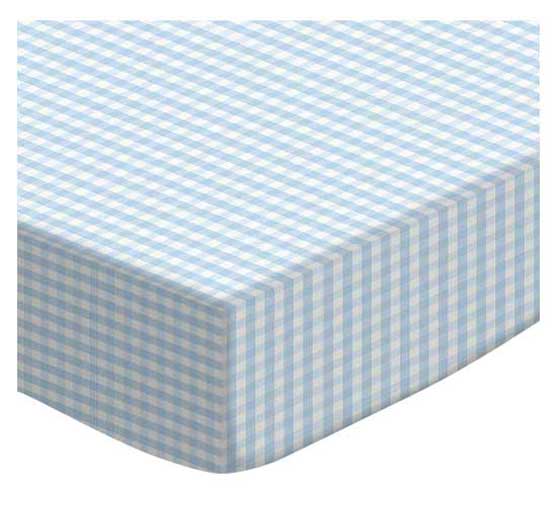 SheetWorld Fitted Youth Bed Sheet - 100% Cotton Jersey - Blue Gingham,